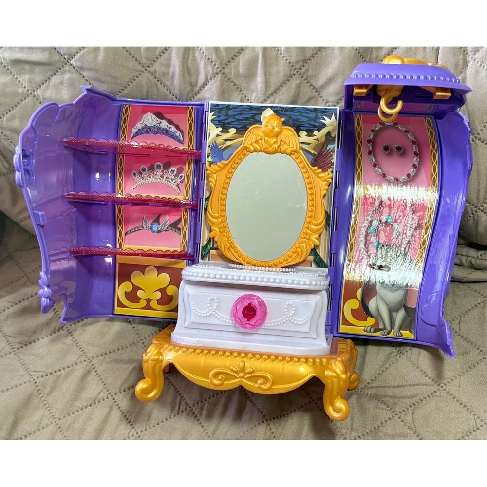 Disney Sofia the First Royal Jewelry Box Vanity Playset Purple Gold Armoire